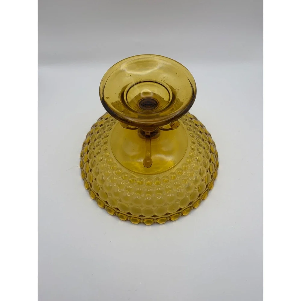 EAPG Adams Co Sensation 1000 Eye Amber Glass Compote 1885 Honey Gold Candy Dish